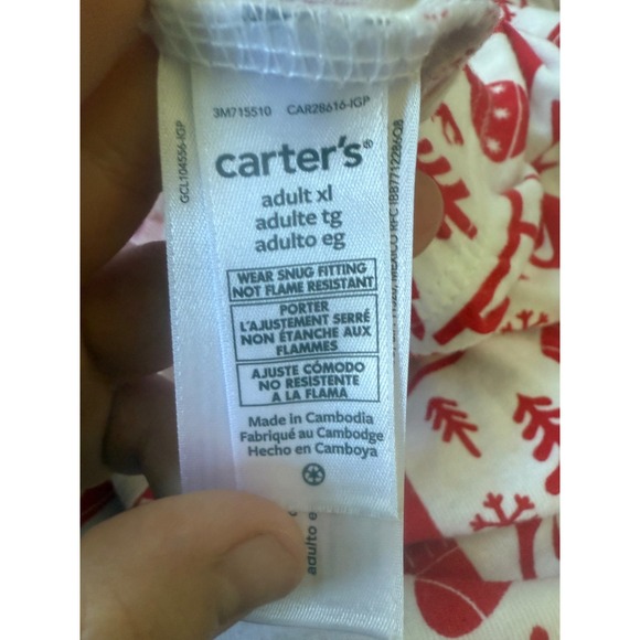 Carter's Adult XL Pajama Set Long Sleeve Top Pants Red Reindeer Sleigh Christmas - Picture 6 of 9
